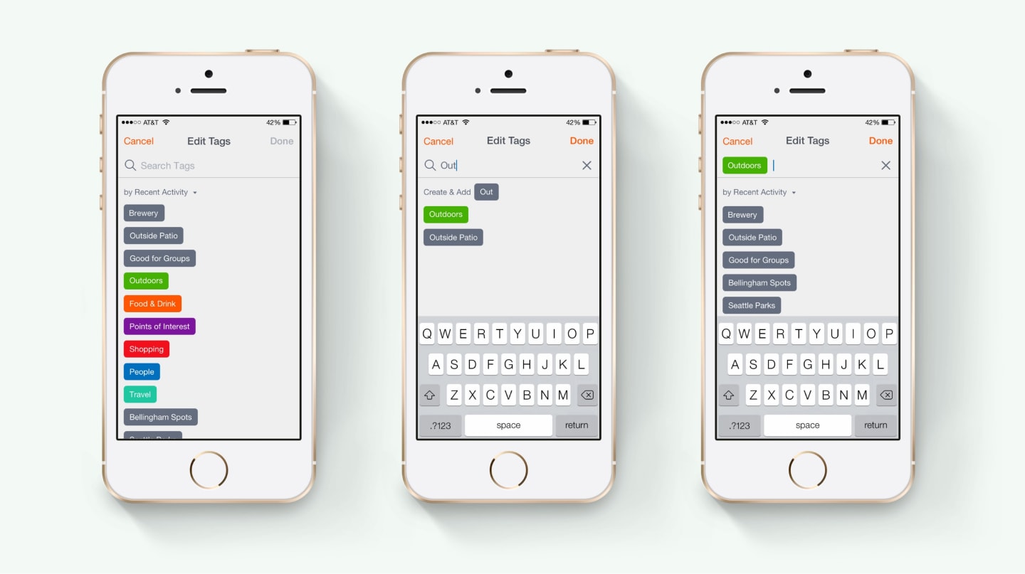 Edit tags, Search tags by keyword, and in-progress search