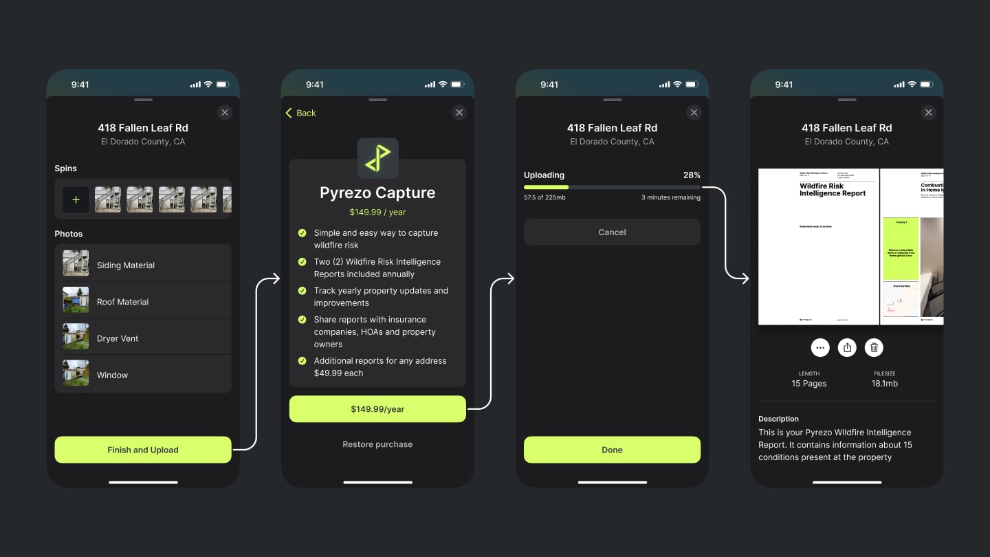 Screenshots showing finish capture and upload images